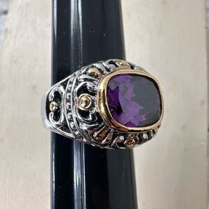 Vintage Sterling And 18kGF Amethyst Ring 9.75